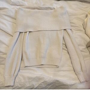 Elegant Off-Shoulder Cream Sweater